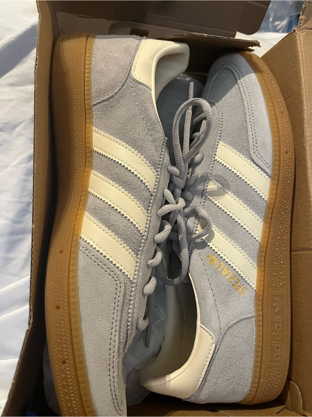 Adidas Handball Spezial Men’s 9.5 Gray White Gum Shoes New in Box